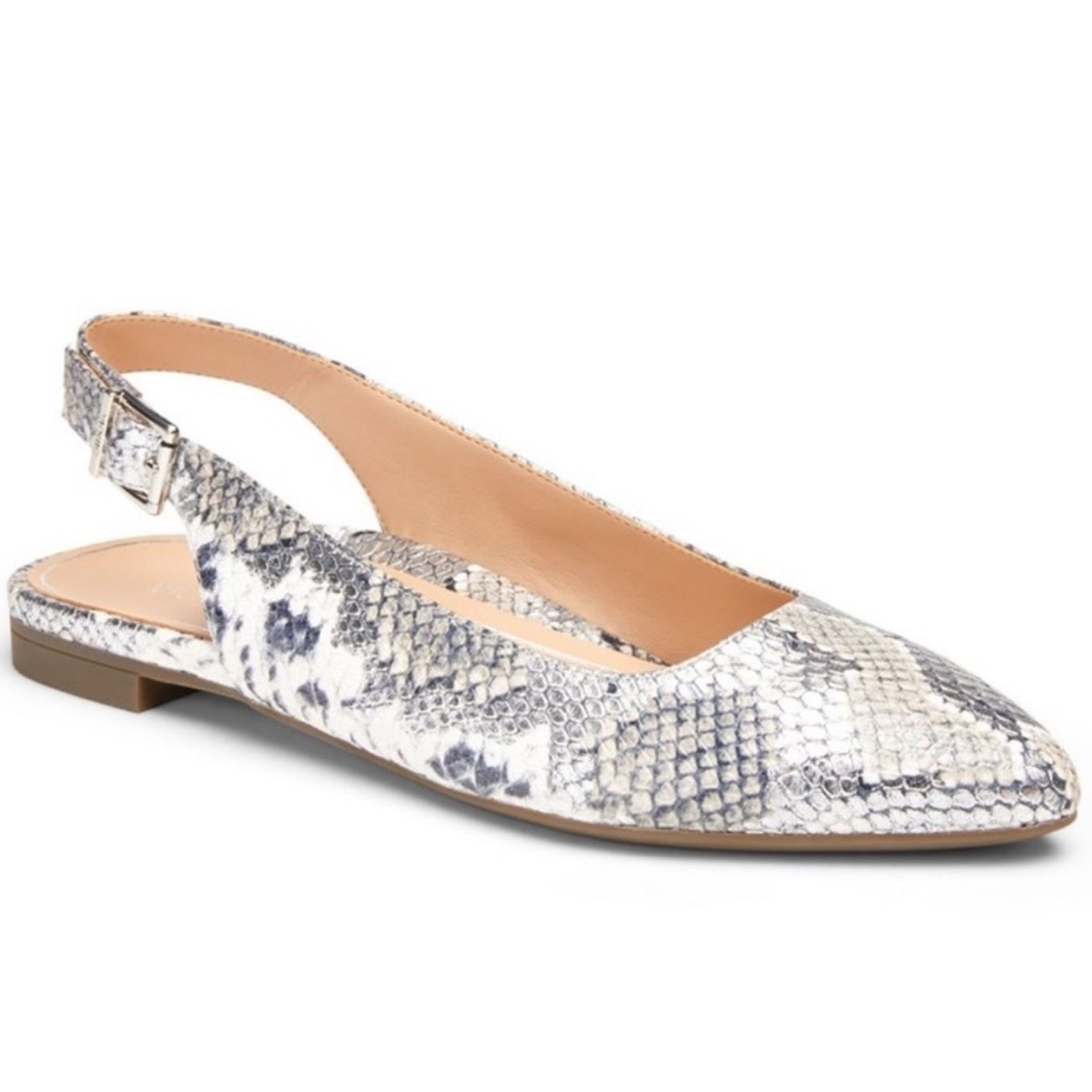 Vionic Jade Snake Embossed Slingback Flats Pointe… - image 1